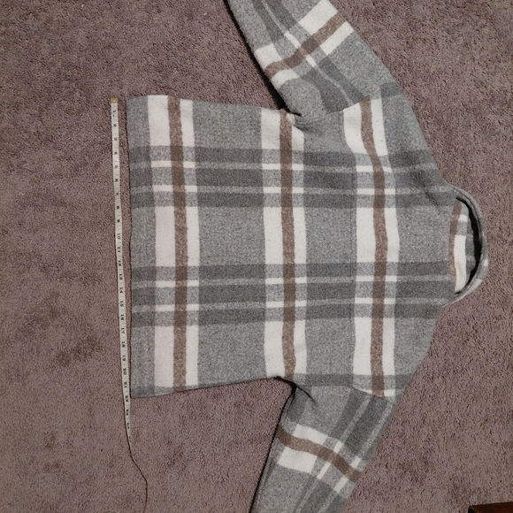 Cotton On Women's Plaid Pea Coat - Gray and Brown - Picture 5 of 5